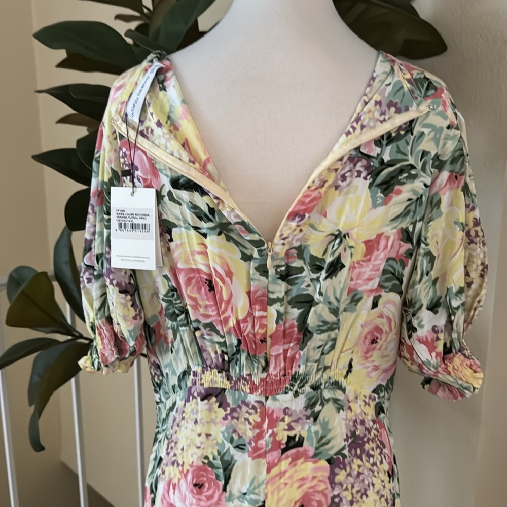 Faithfull The Brand Marie Louise Midi Dress In Vennisa Floral Yellow XL US 10 - Picture 10 of 16